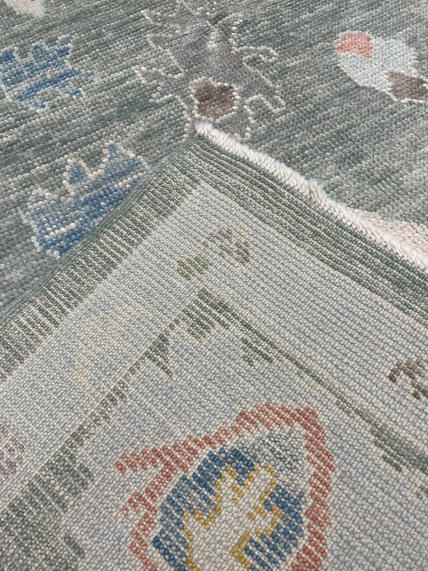 Hand-Knotted Wool Rug Turkish Oushak 8'11" x 11'5"