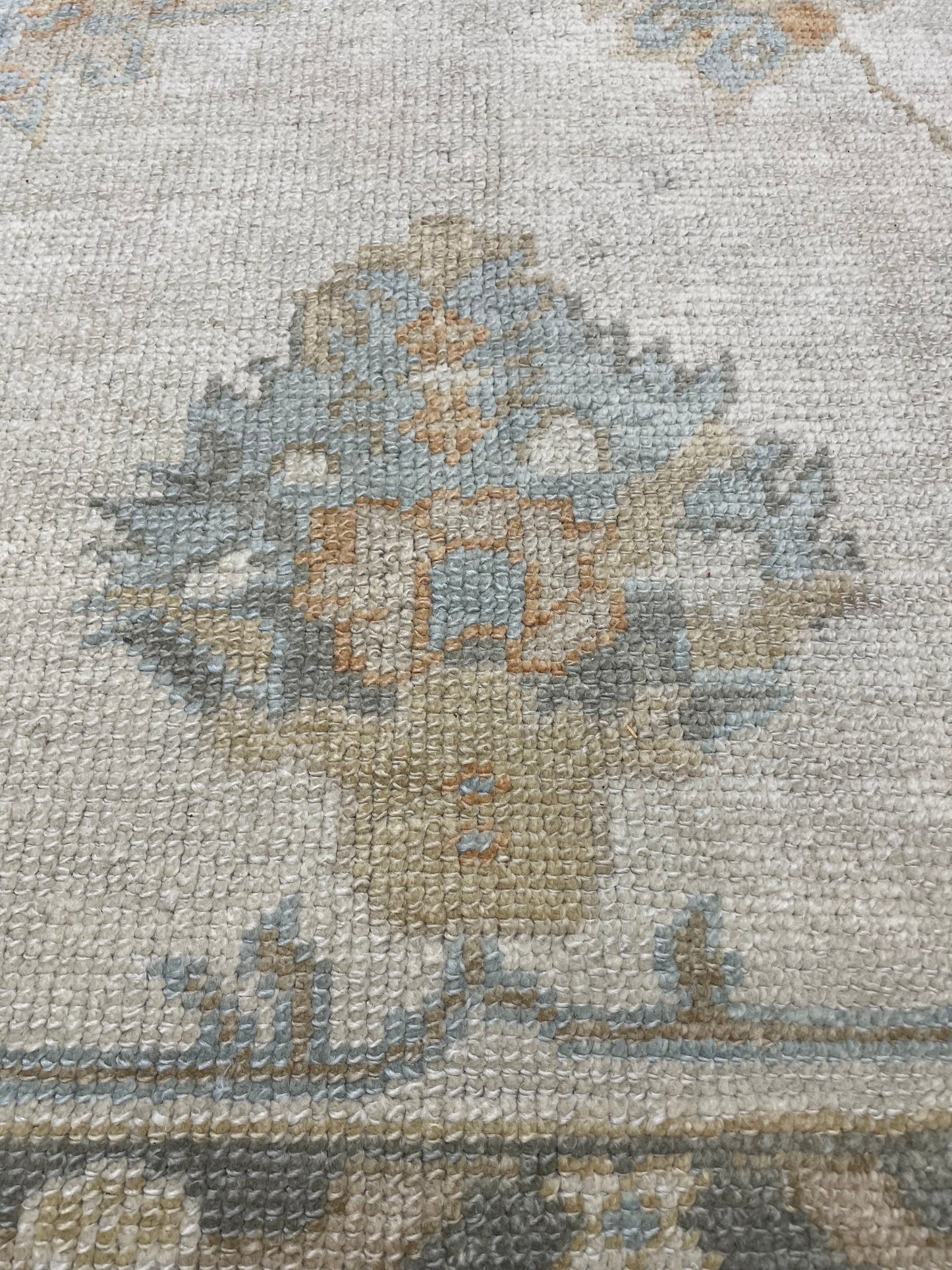 Hand-Knotted Wool Rug Turkish Oushak 9'1" x 11'10"