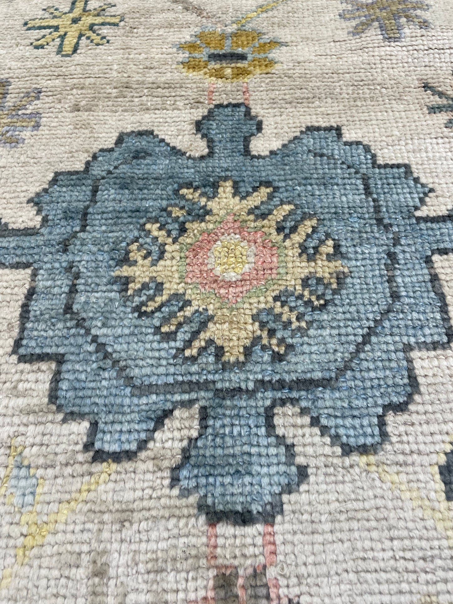 Hand-Knotted Wool Rug Turkish Oushak 9'2" x 11'8"