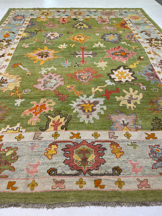 Hand-Knotted Wool Rug Turkish Oushak 11'7" x 14'4"