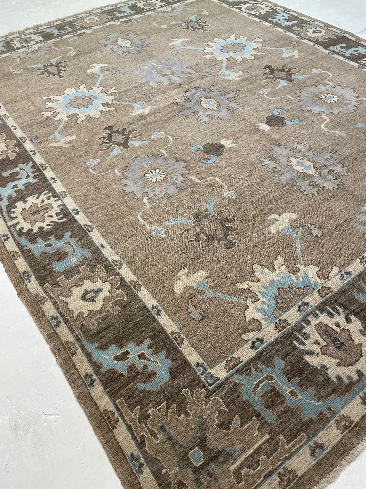 Hand-Knotted Wool Rug Turkish Oushak 10'4" x 13'