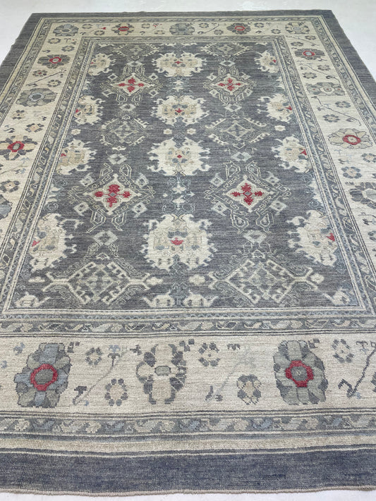 Hand-Knotted Wool Rug Turkish Oushak 9'1" x 12'4"