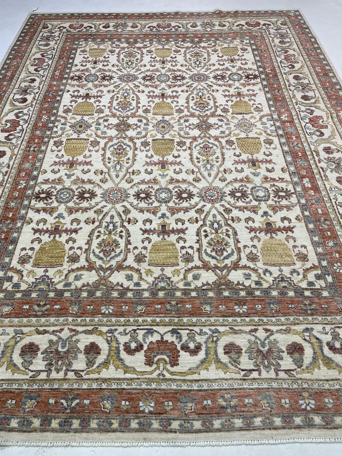 Hand-Knotted Wool Rug Turkish Oushak 8'9" x 11'8"