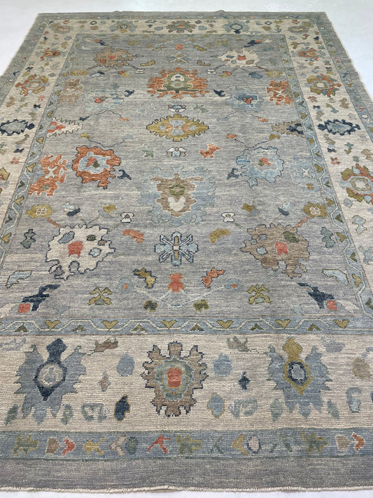 Hand-Knotted Wool Rug Turkish Oushak 9' x 12'8"