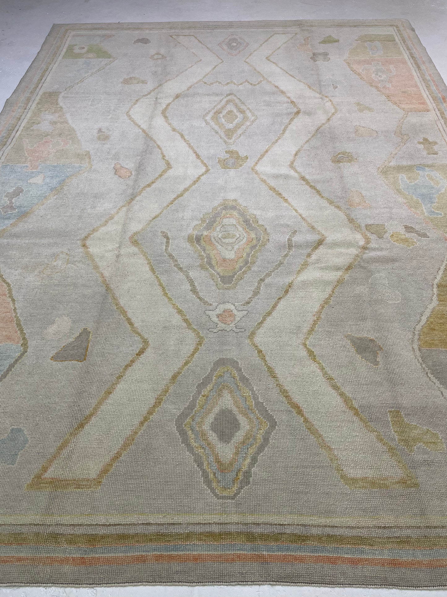 Hand-Knotted Wool Rug Turkish Oushak 9'4" x 12'4"