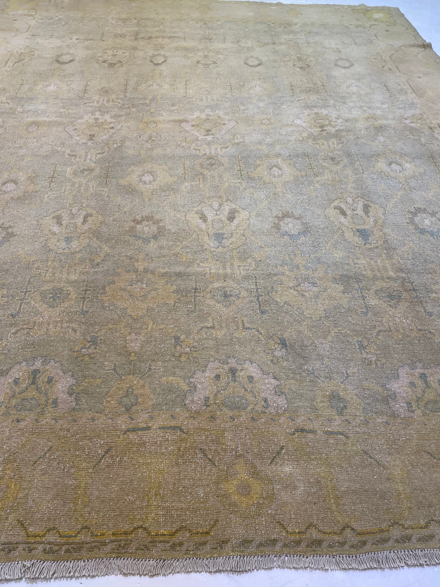 Hand-Knotted Wool Rug Turkish Oushak 10'5" x 13'3"