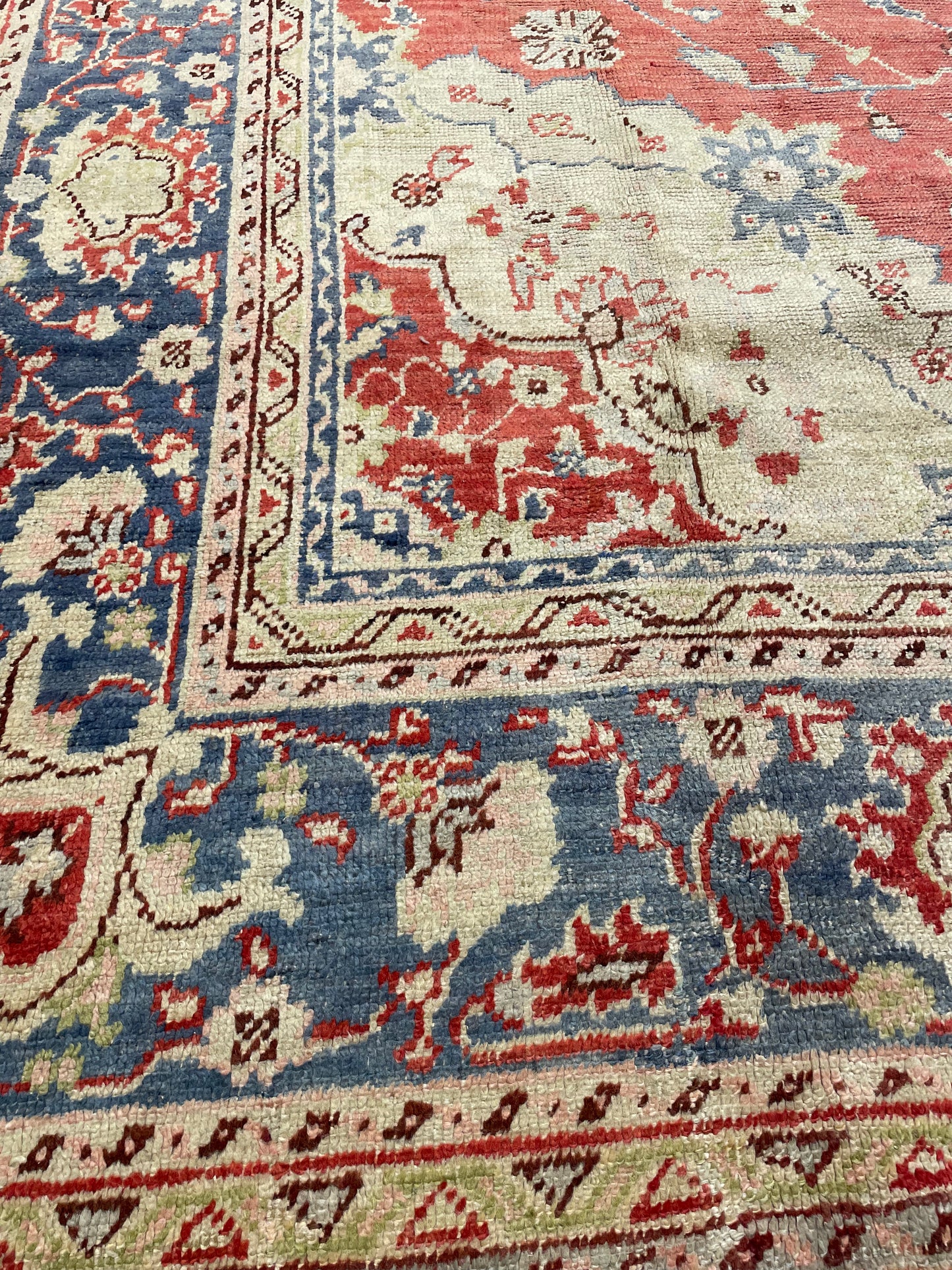 Hand-Knotted Wool Rug Turkish Oushak 12'6" x 13'4"