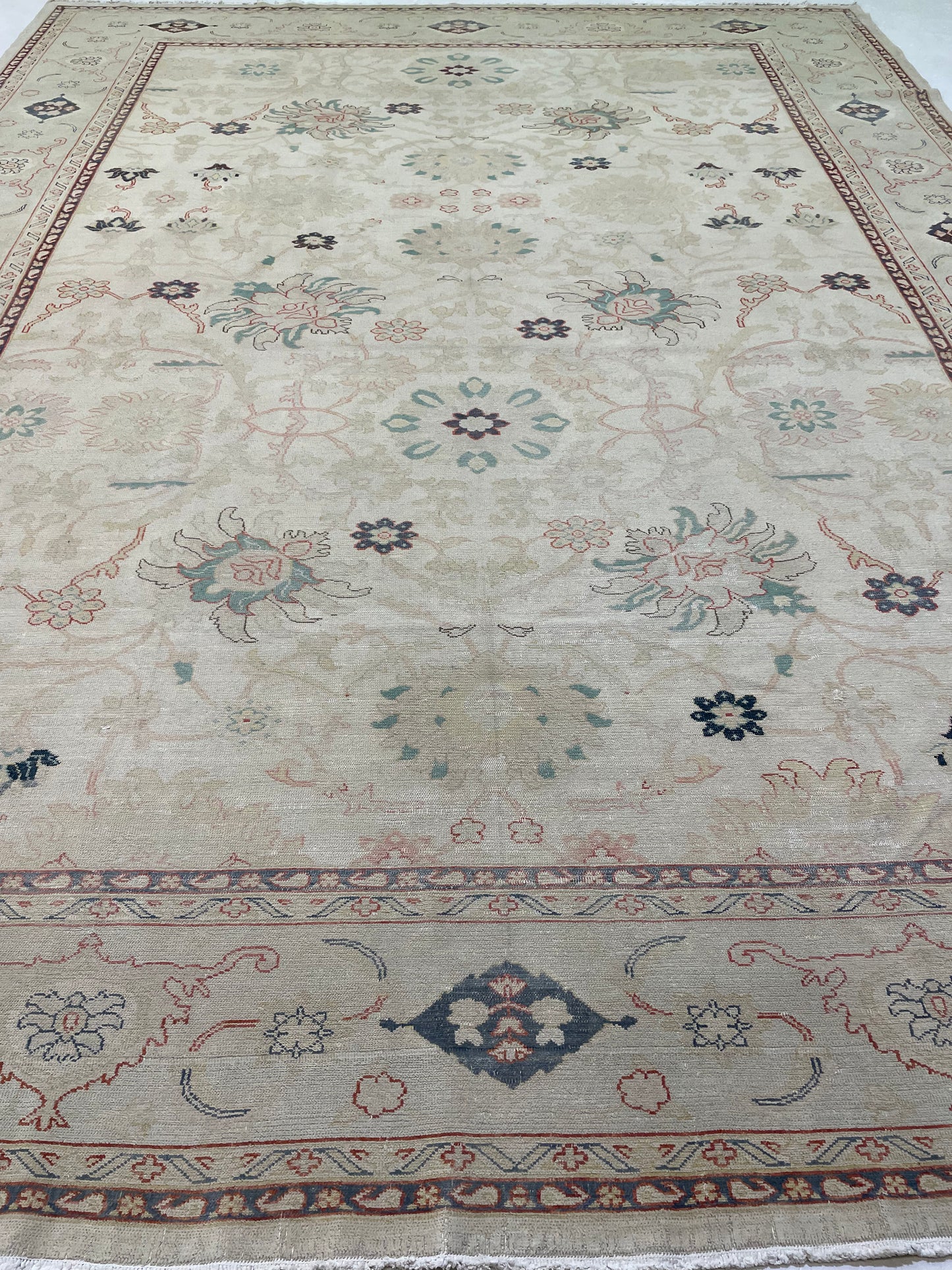 Hand-Knotted Wool Rug Turkish Oushak 10'3" x 13'1"
