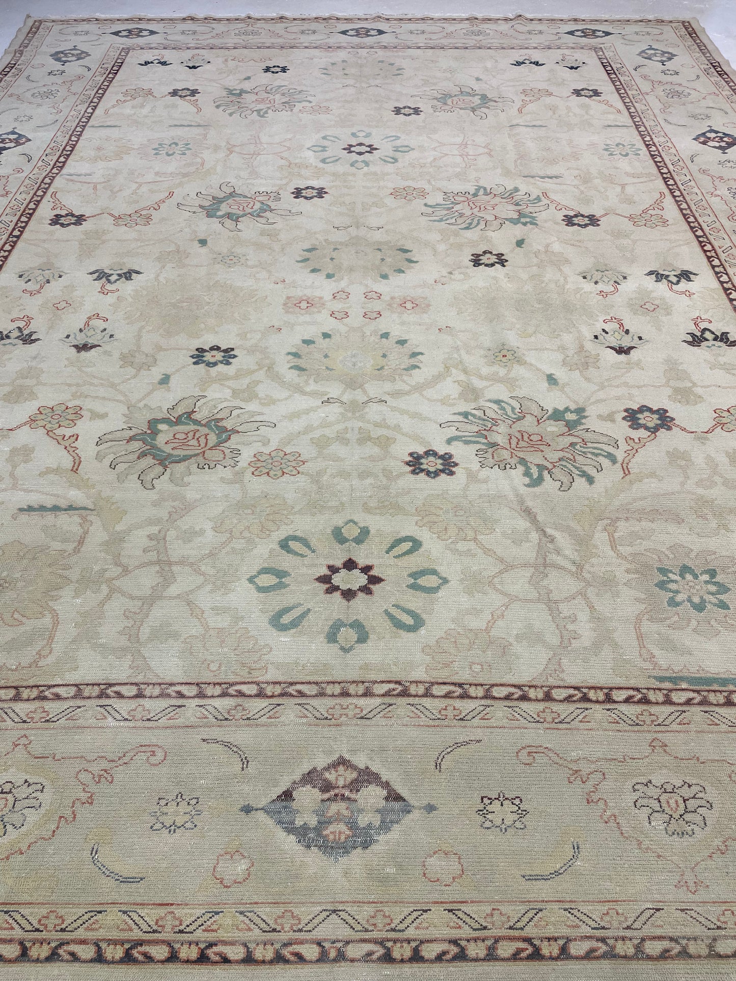 Hand-Knotted Wool Rug Turkish Oushak 10'3" x 13'1"