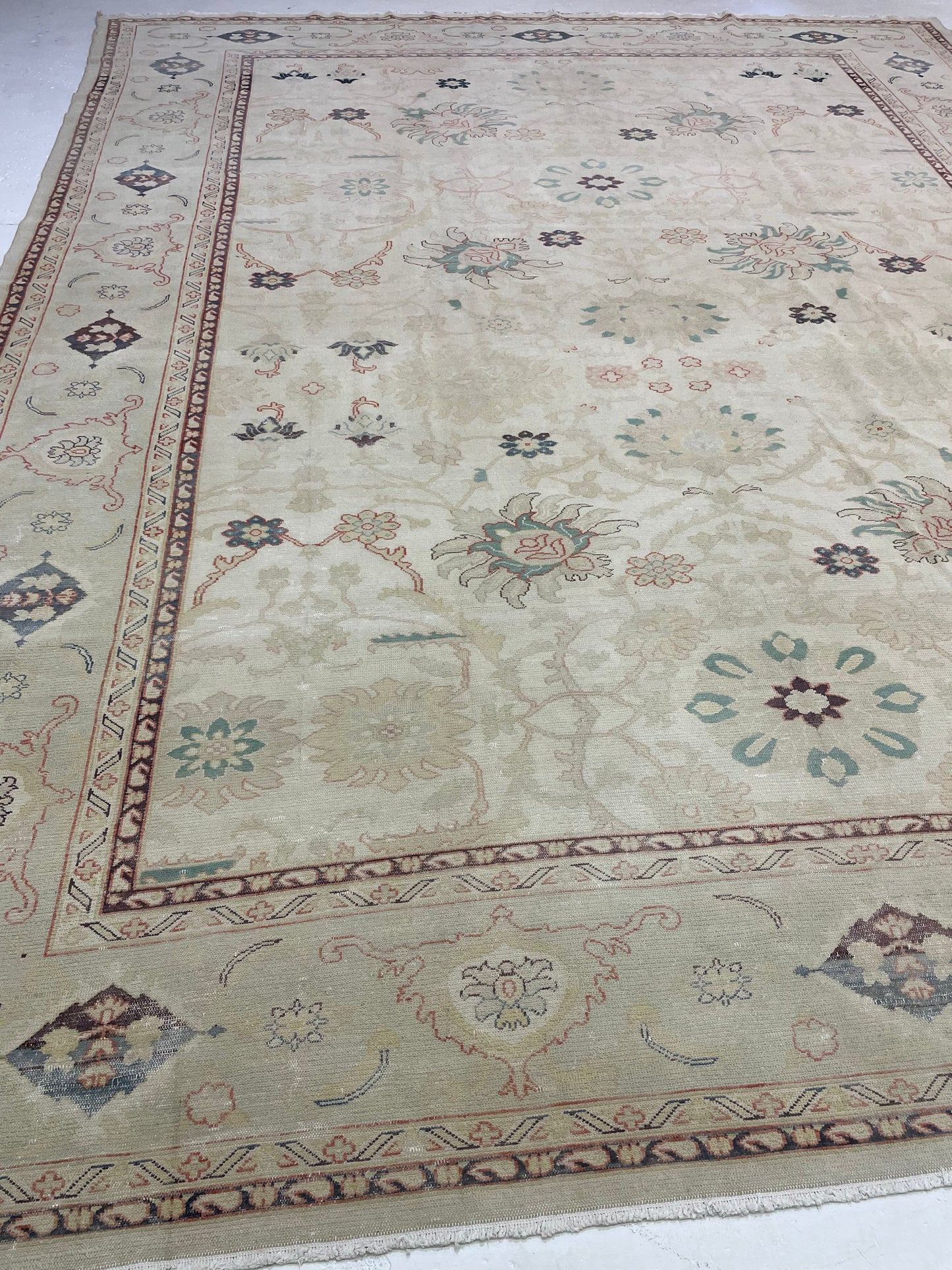 Hand-Knotted Wool Rug Turkish Oushak 10'3" x 13'1"