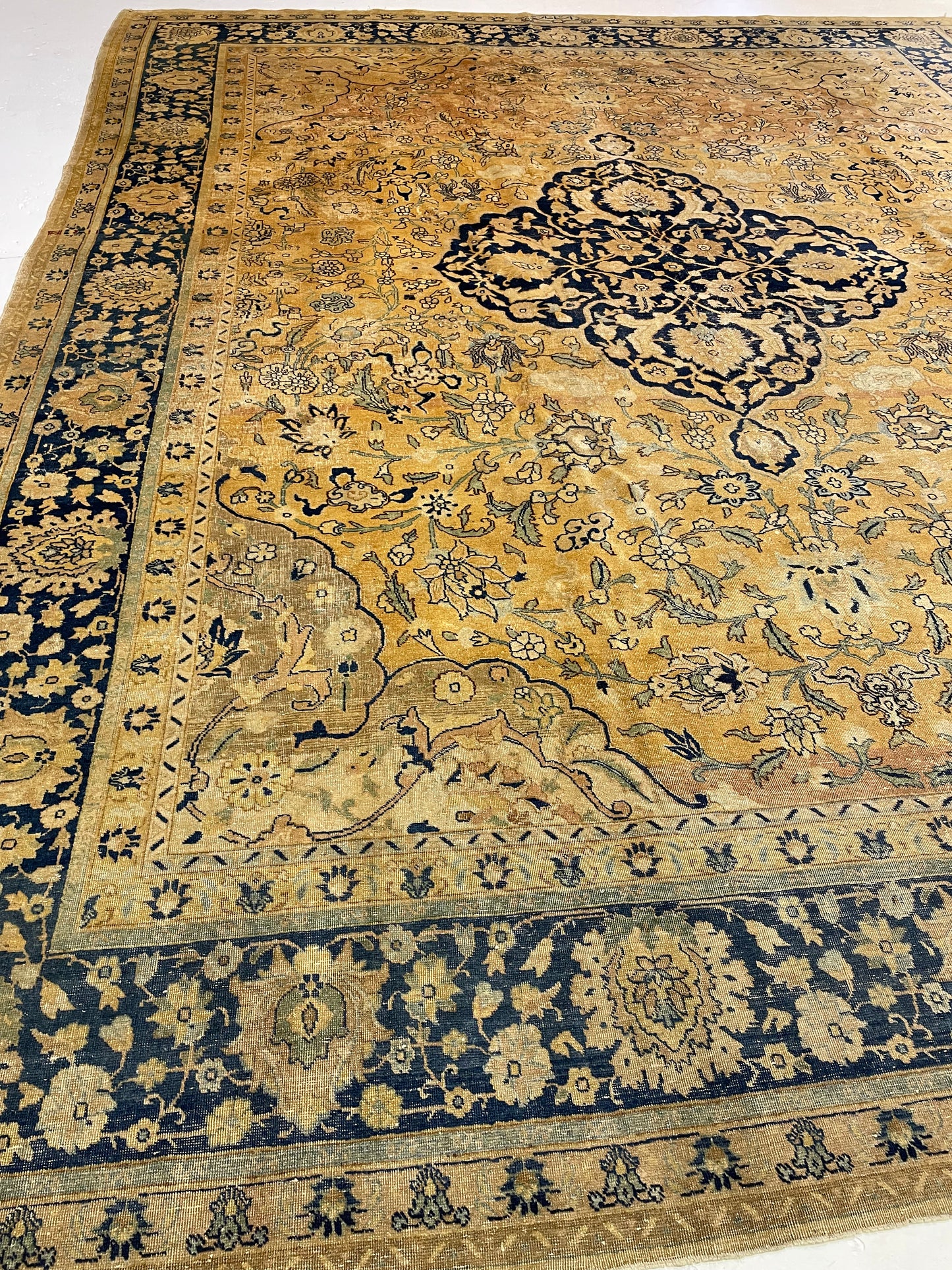 Antique Hand-Knotted Wool Rug Turkish Oushak 10'9" x 12'11"