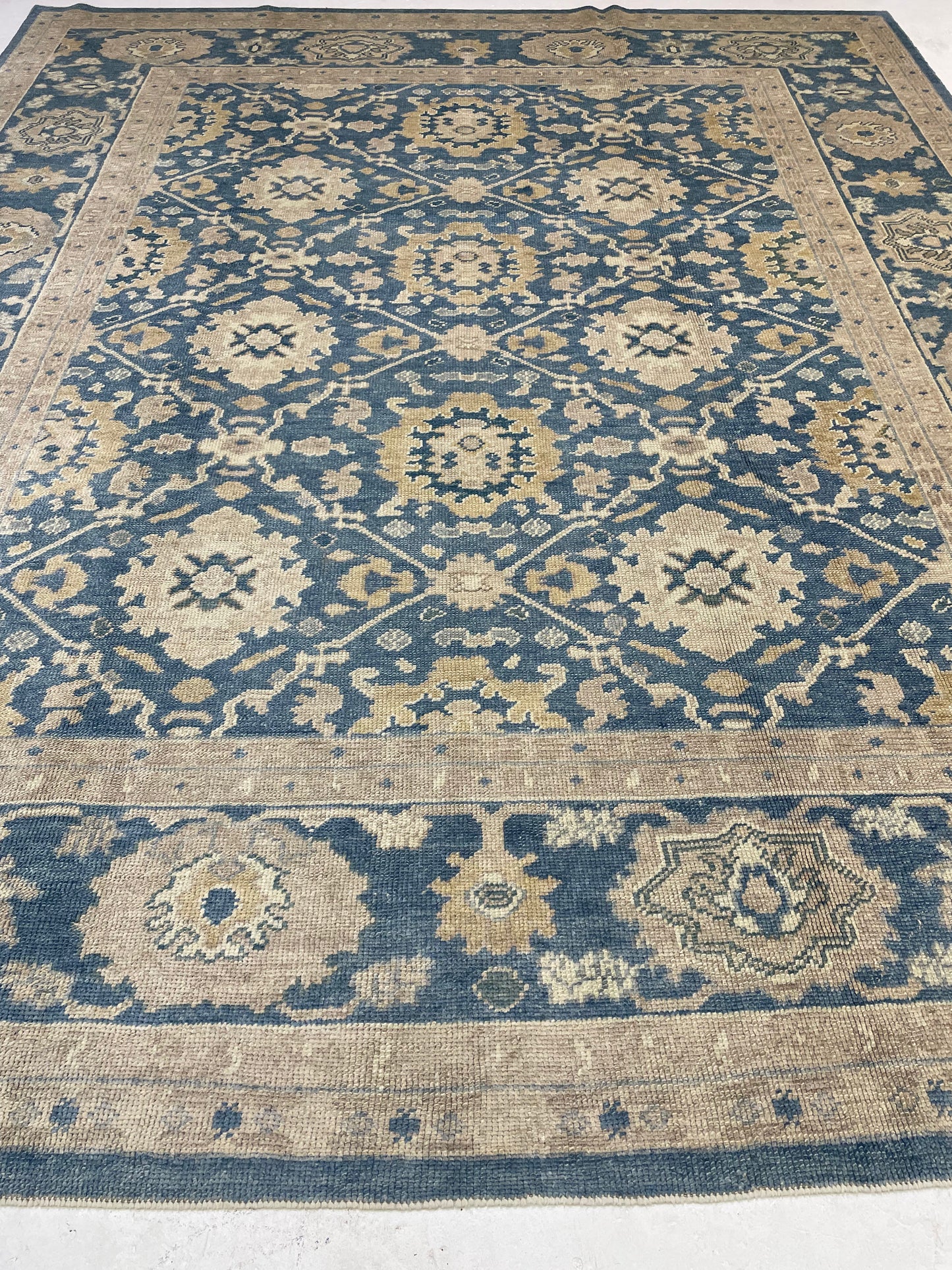 Hand-Knotted Wool Rug Turkish Oushak 10'1" x 11'