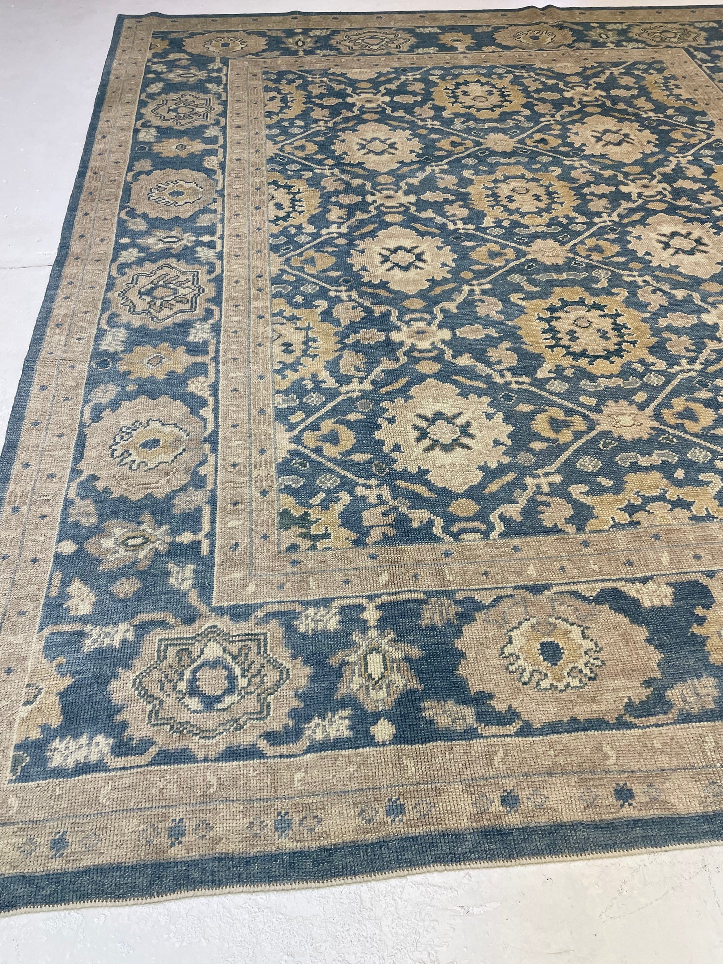 Hand-Knotted Wool Rug Turkish Oushak 10'1" x 11'