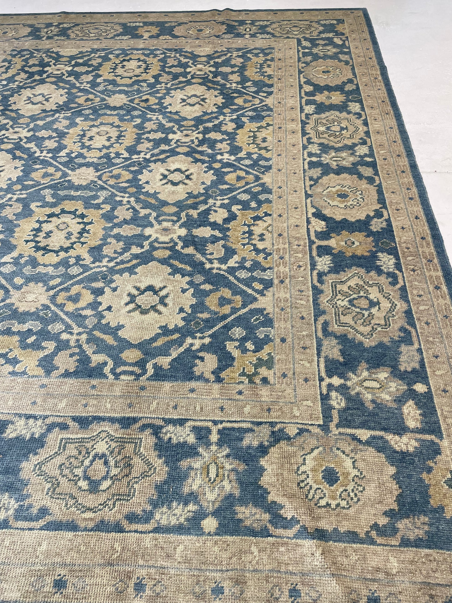Hand-Knotted Wool Rug Turkish Oushak 10'1" x 11'