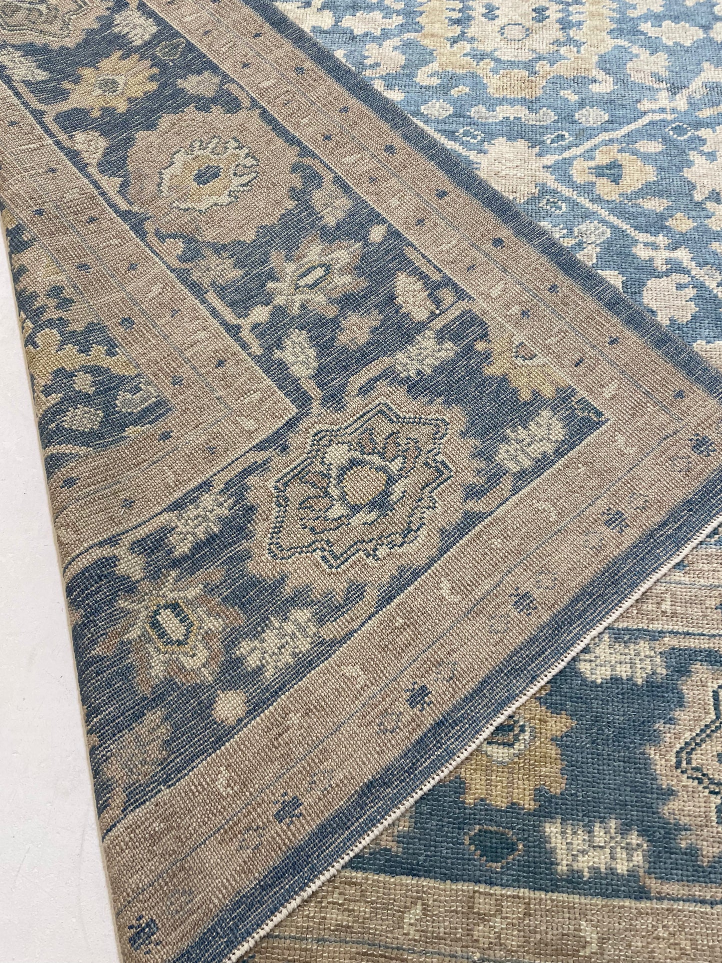 Hand-Knotted Wool Rug Turkish Oushak 10'1" x 11'