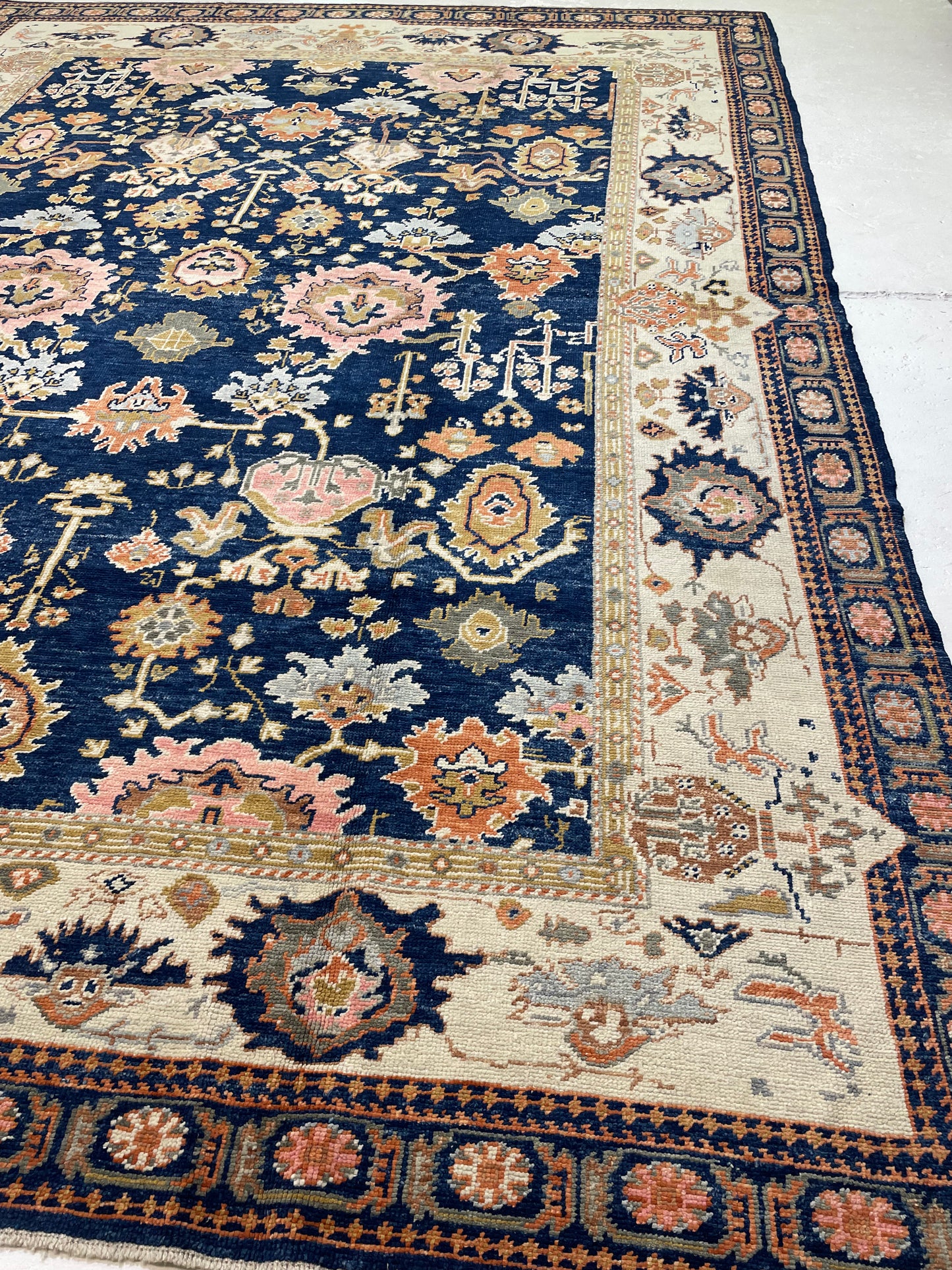 Hand-Knotted Wool Rug Turkish Oushak 10'7" x 14'7"