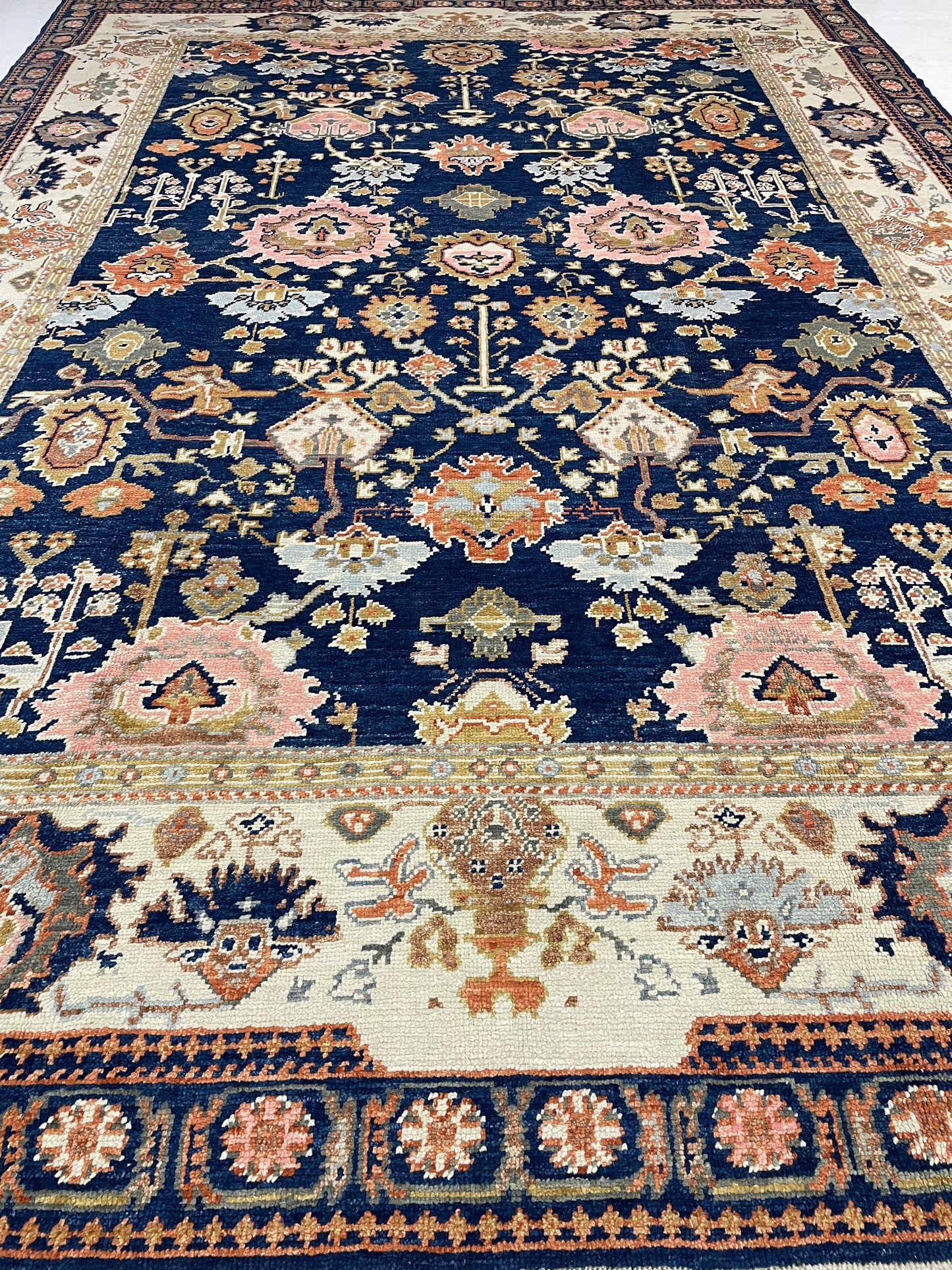 Hand-Knotted Wool Rug Turkish Oushak 10'7" x 14'7"