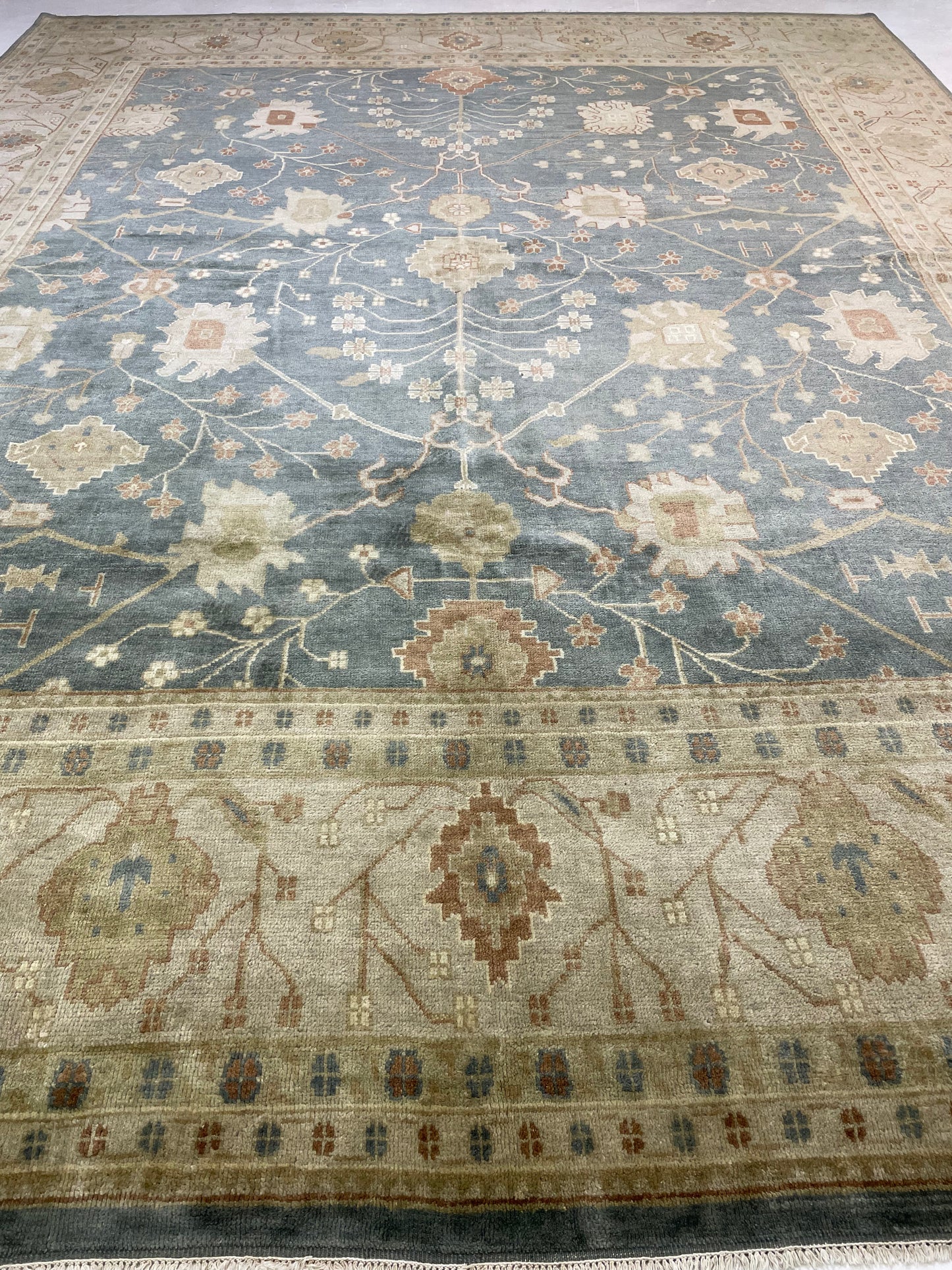 Hand-Knotted Wool Rug Turkish Oushak 12' x 15'