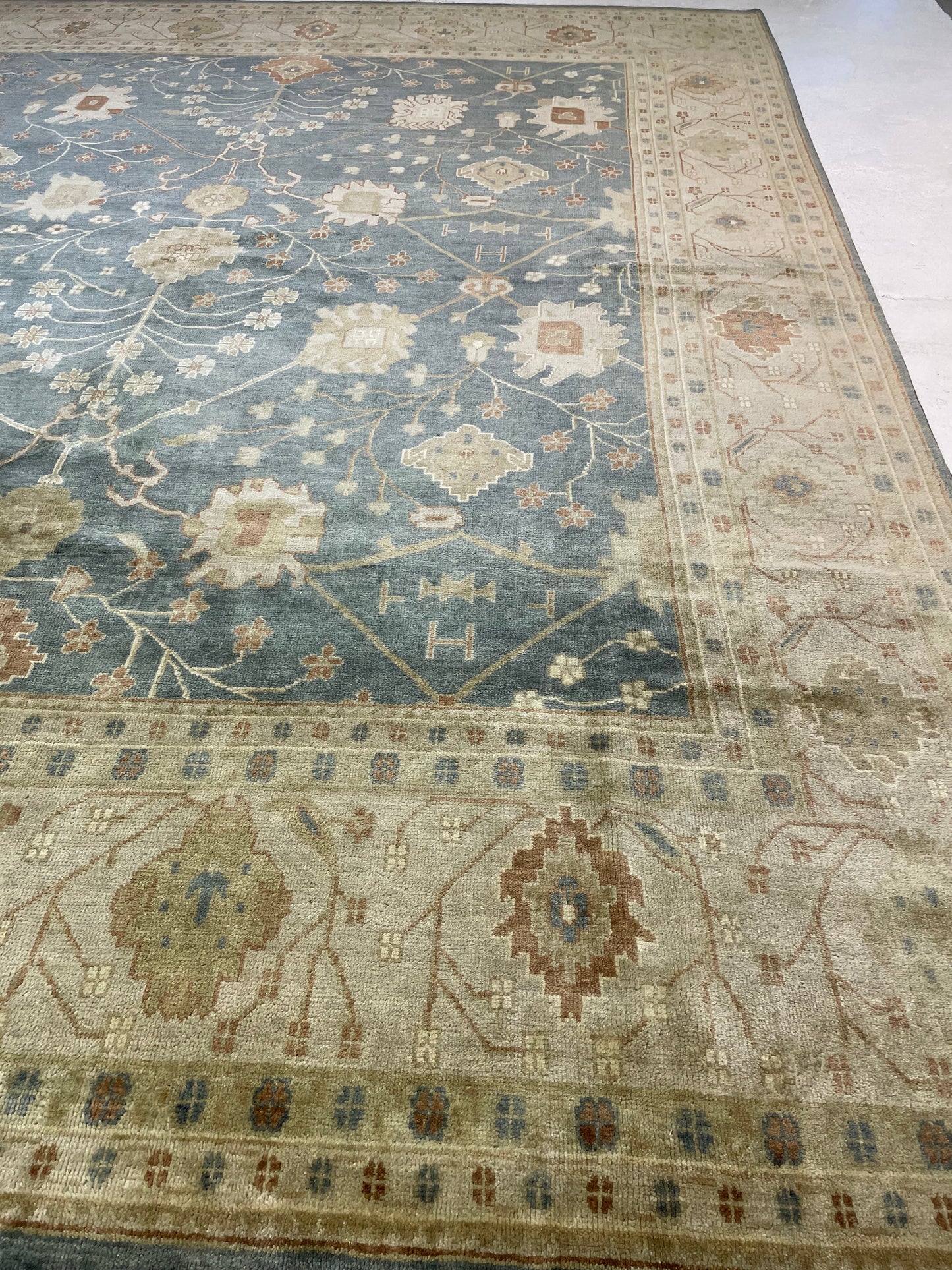 Hand-Knotted Wool Rug Turkish Oushak 12' x 15'