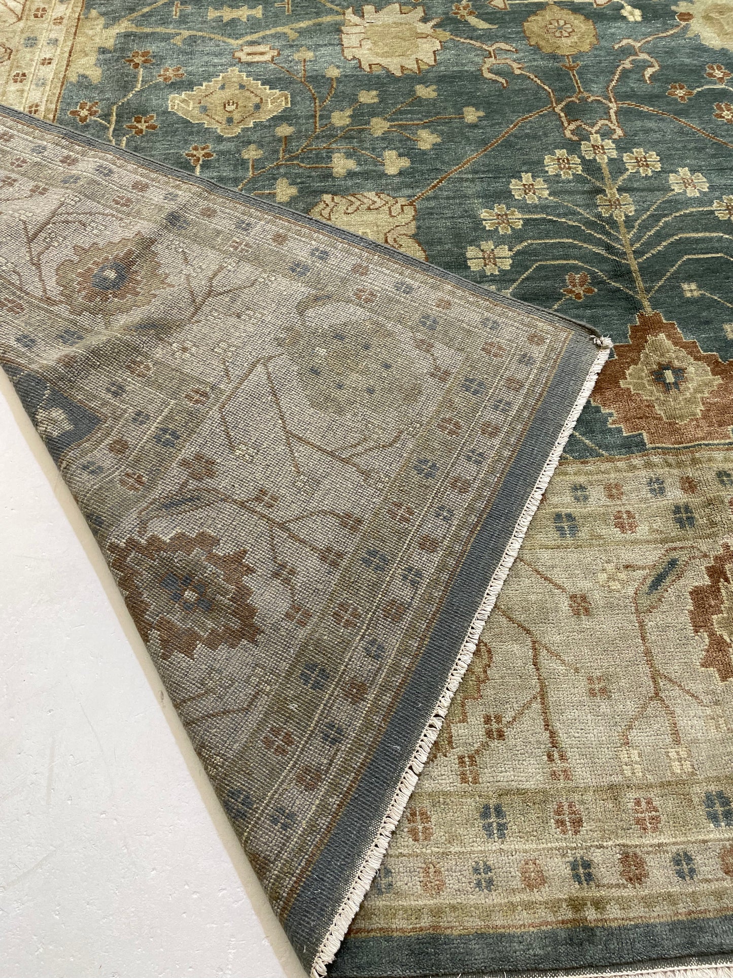 Hand-Knotted Wool Rug Turkish Oushak 12' x 15'