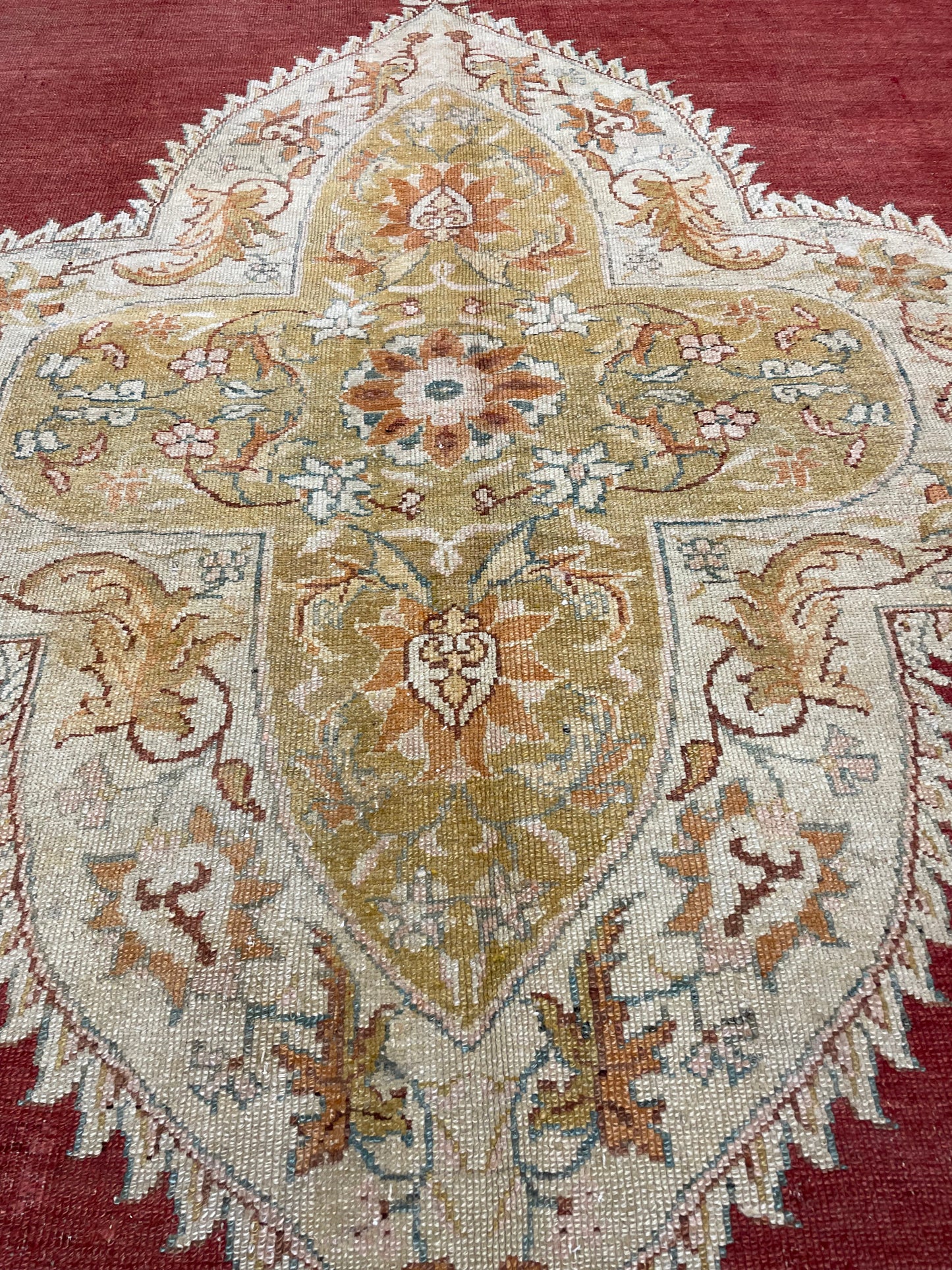 Hand-Knotted Wool Rug Turkish Oushak 12'5" x 14'4"