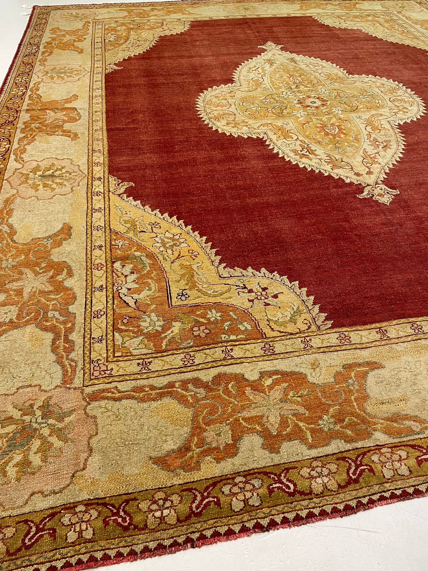 Hand-Knotted Wool Rug Turkish Oushak 12'5" x 14'4"