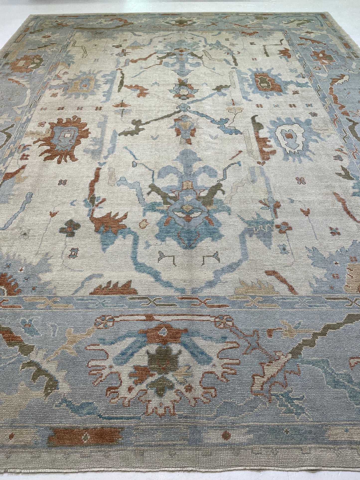 Hand-Knotted Wool Rug Turkish Oushak 12'3" x 16'