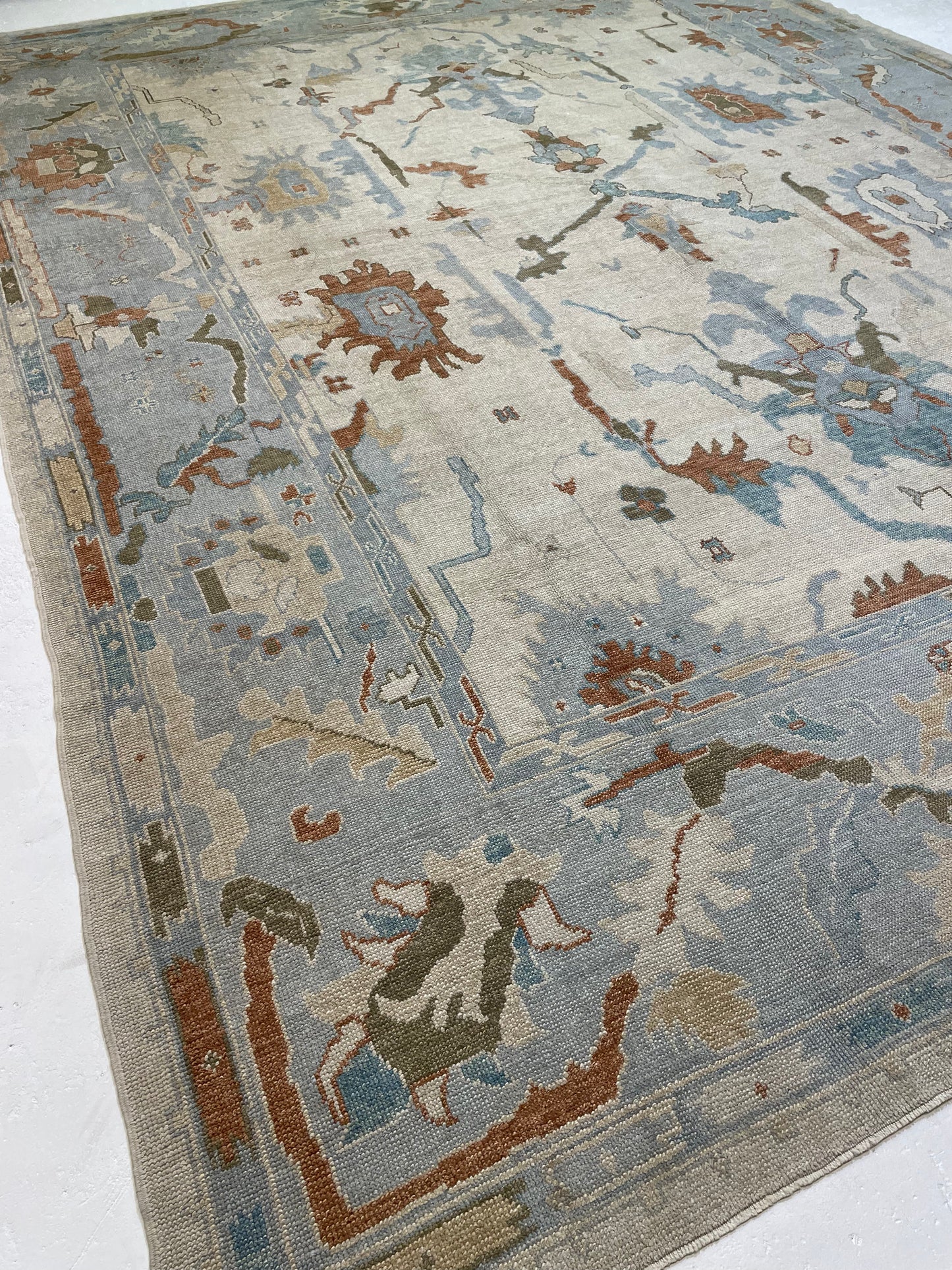 Hand-Knotted Wool Rug Turkish Oushak 12'3" x 16'