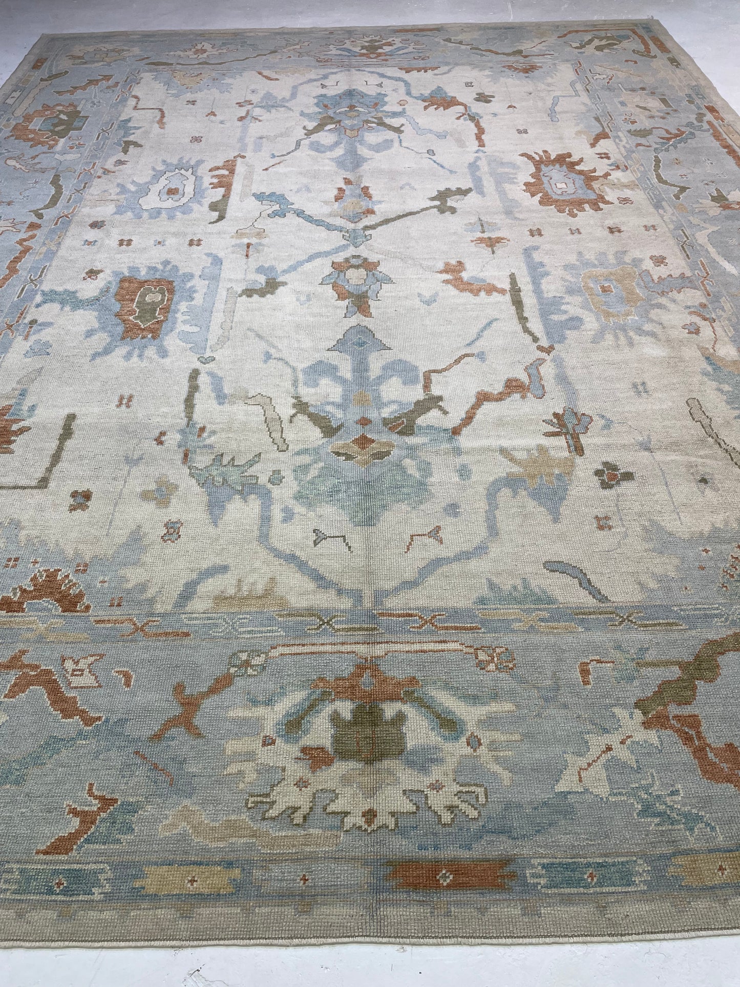 Hand-Knotted Wool Rug Turkish Oushak 12'3" x 16'