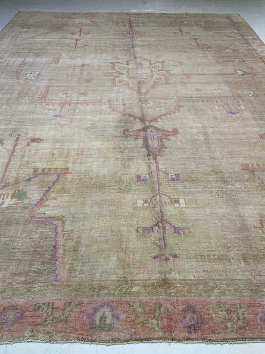 Antique Hand-Knotted Wool Rug Turkish Oushak 12' x 15'11"