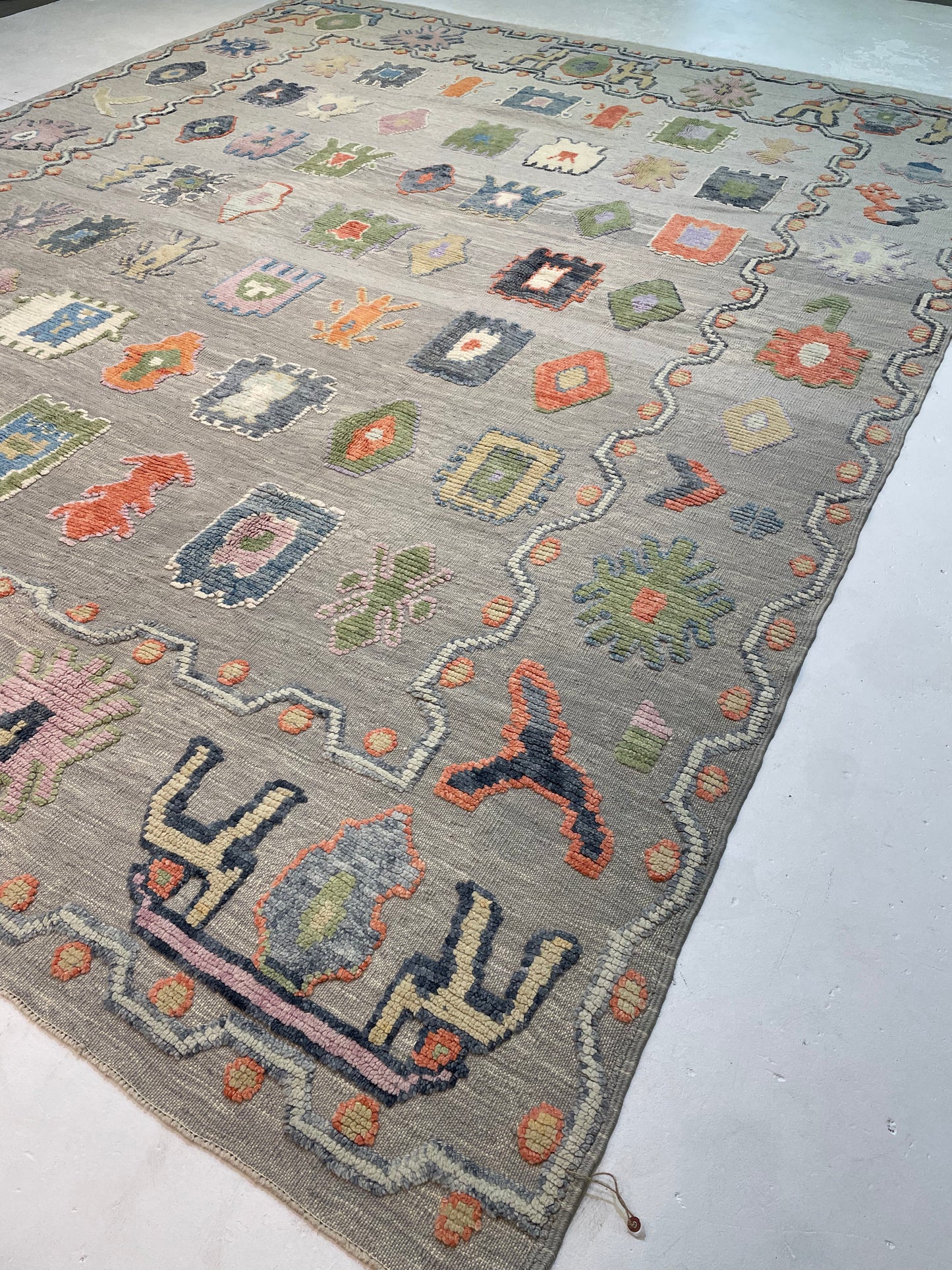 Hand-Knotted Wool Rug Turkish Oushak 10'10" x 13'9"