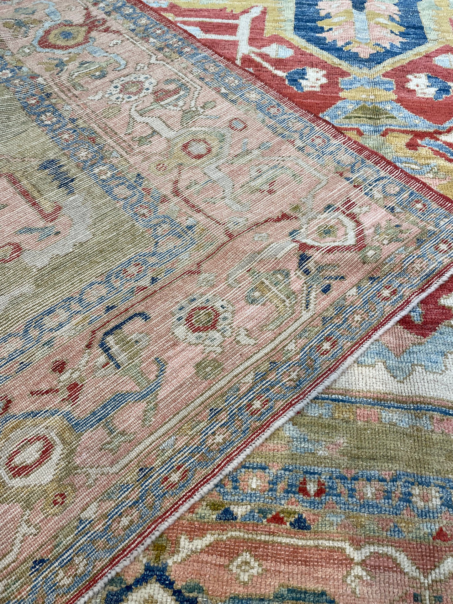 Hand-Knotted Wool Rug Serapi Design Turkish Oushak 12'1" x 15'4"