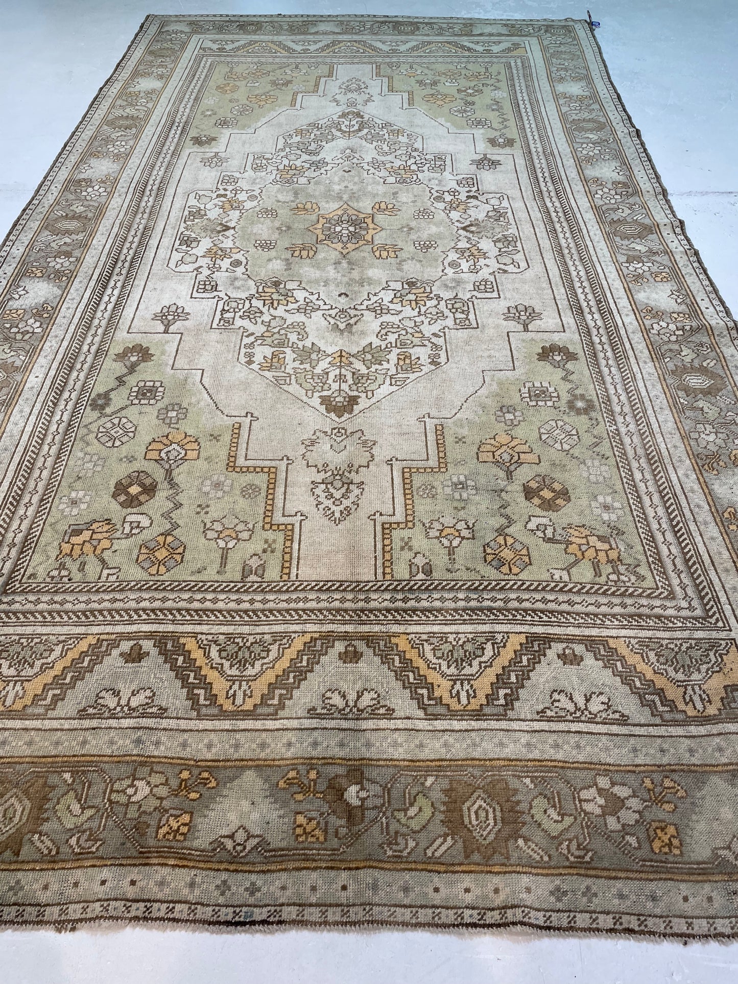 Hand-Knotted Wool Gallery Size Turkish Oushak 6'6" x 12'2"
