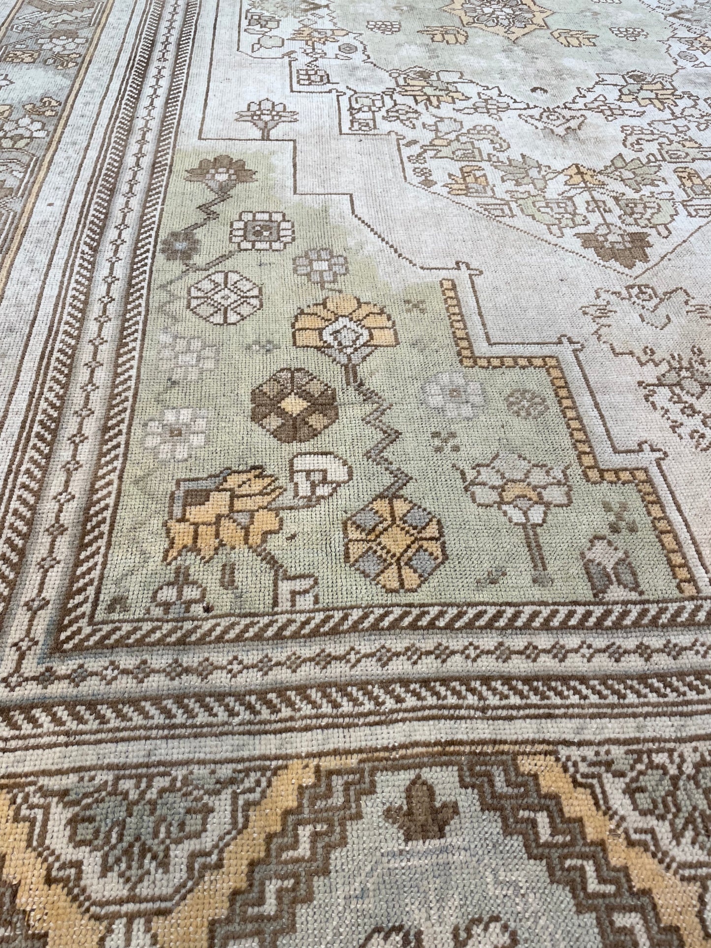 Hand-Knotted Wool Gallery Size Turkish Oushak 6'6" x 12'2"