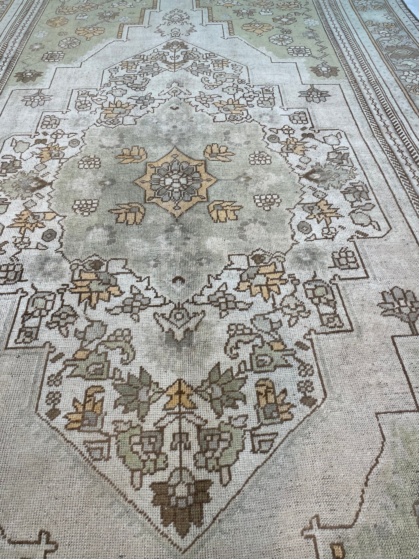 Hand-Knotted Wool Gallery Size Turkish Oushak 6'6" x 12'2"