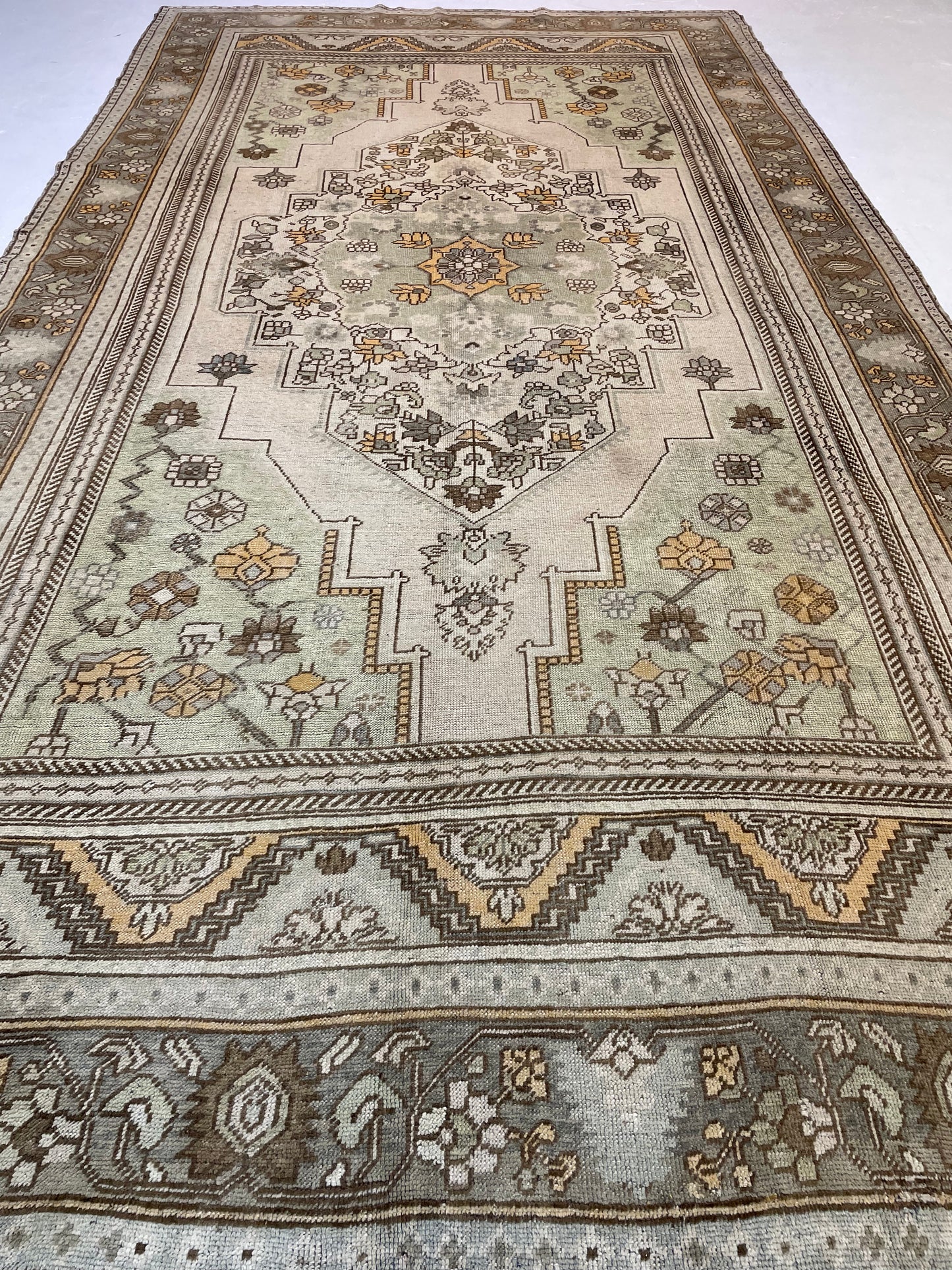 Hand-Knotted Wool Gallery Size Turkish Oushak 6'6" x 12'2"
