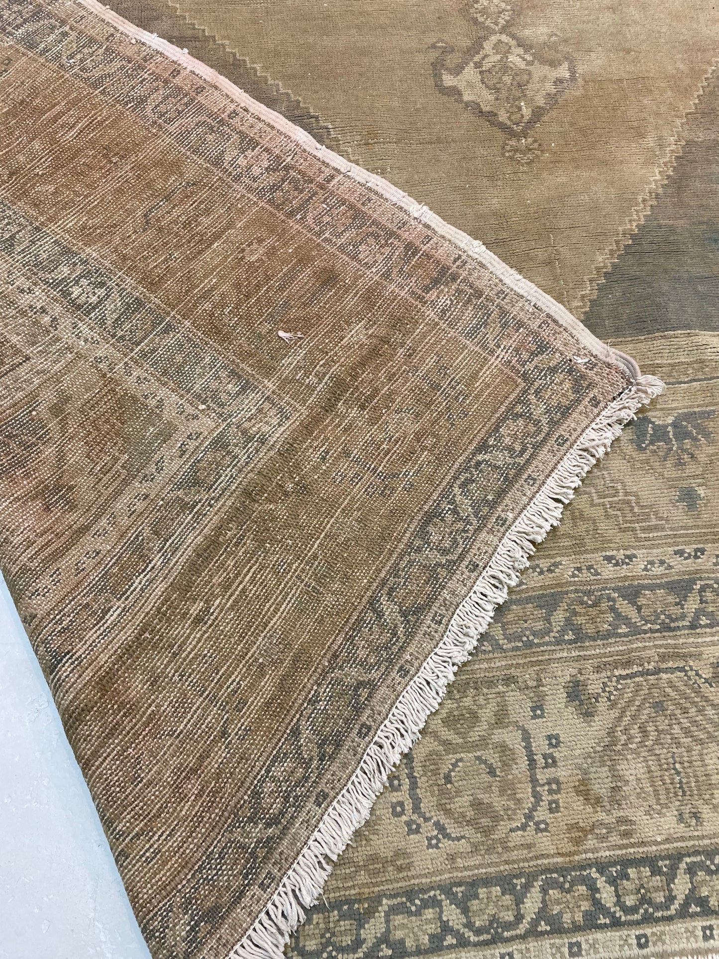 Hand-Knotted Wool Rug Turkish Oushak 7'6" x 8'11"