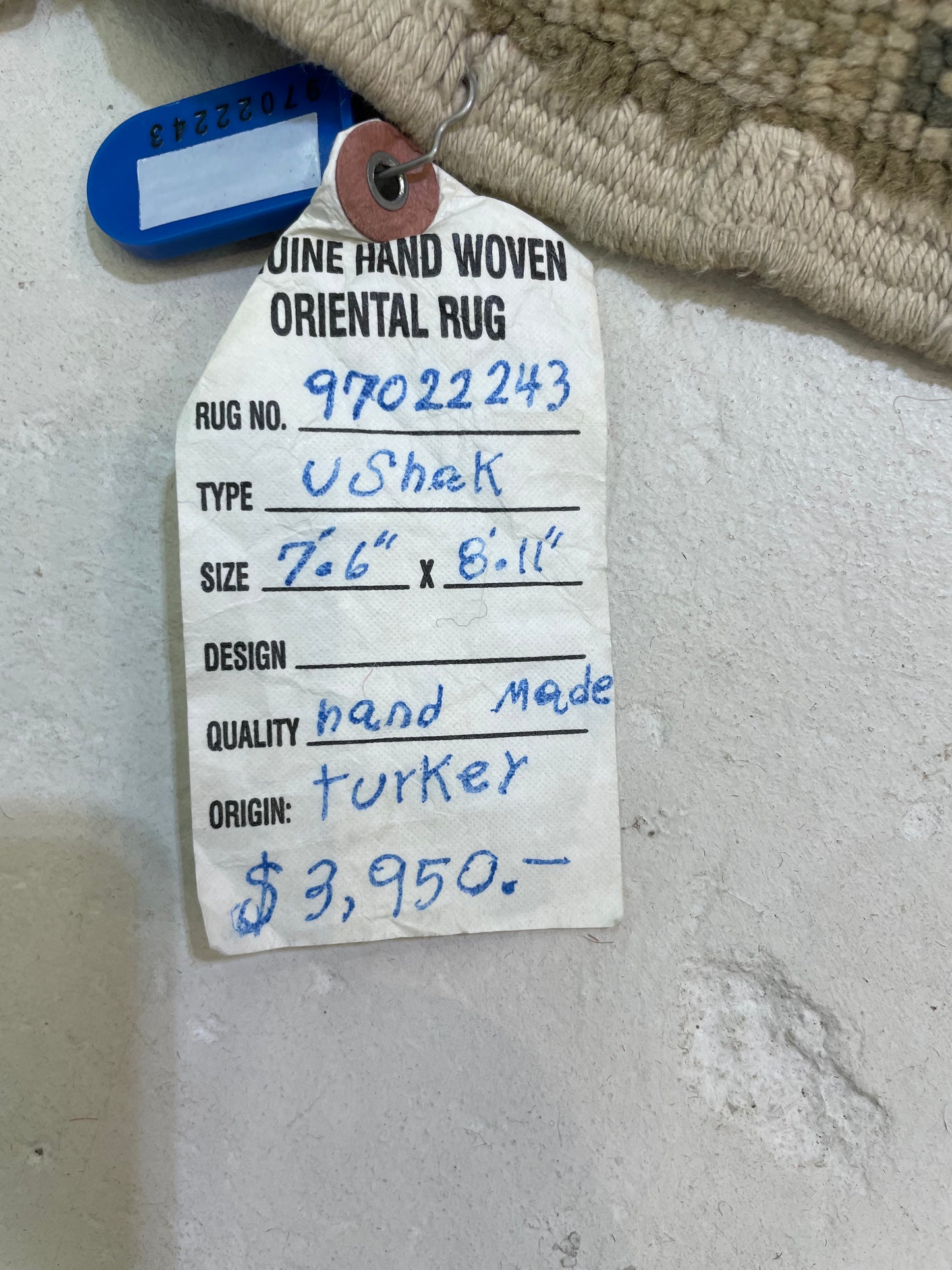 Hand-Knotted Wool Rug Turkish Oushak 7'6" x 8'11"