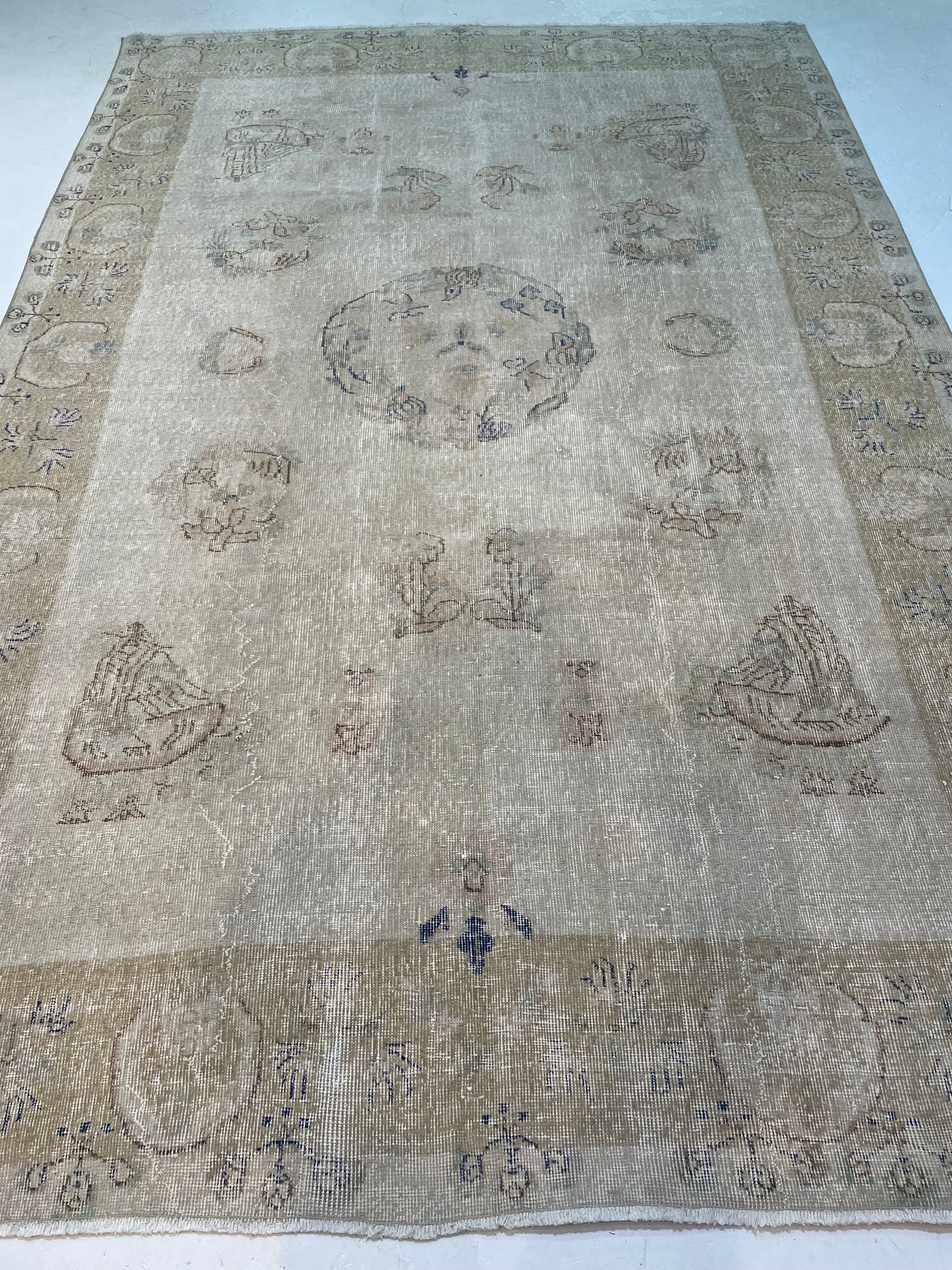 Hand-Knotted Wool Gallery Size Turkish Oushak 6'4" x 10'6"