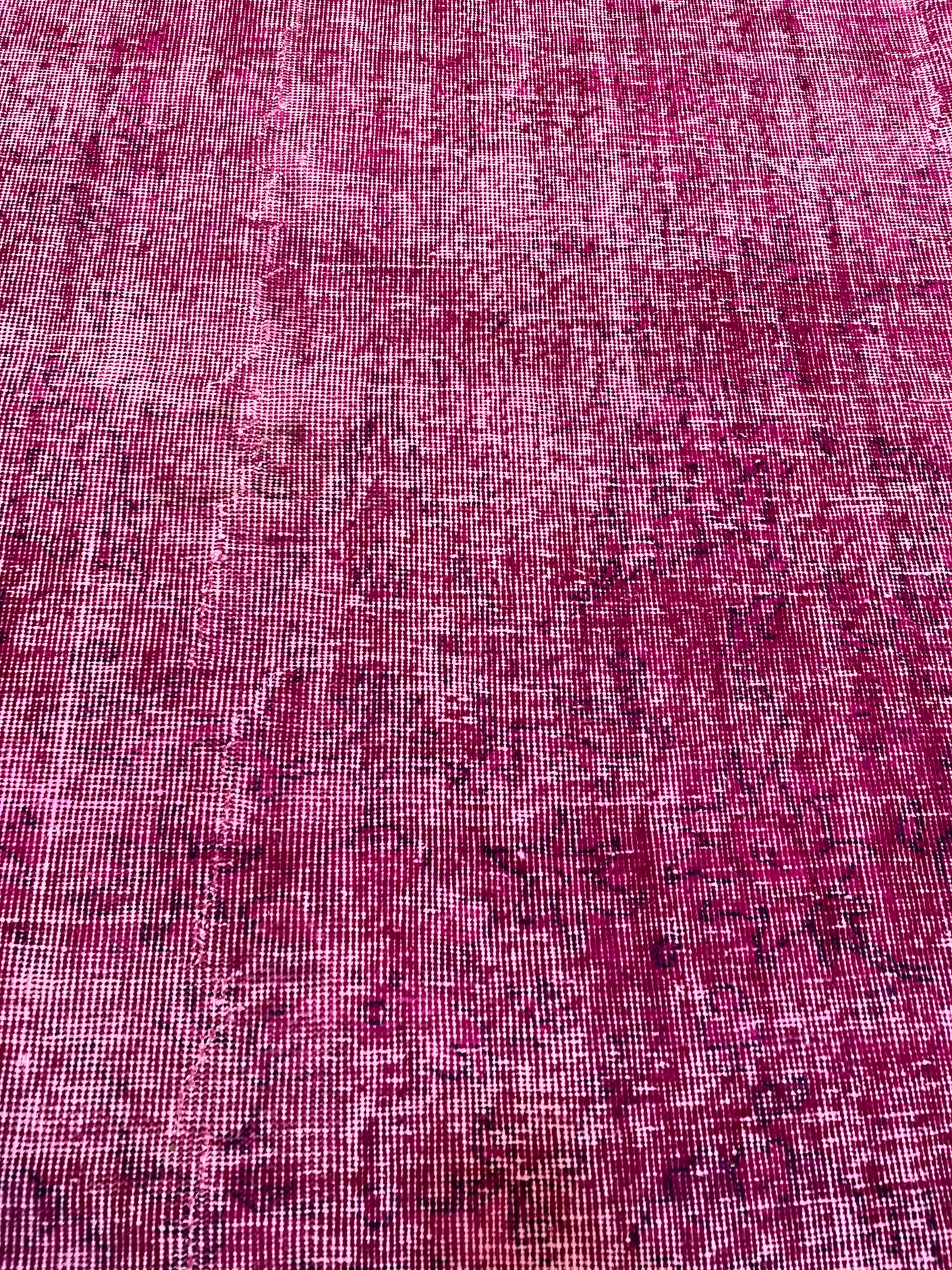 Hand-Knotted Wool Rug Turkish Oushak Distressed Over Dye 7'8" x 11'