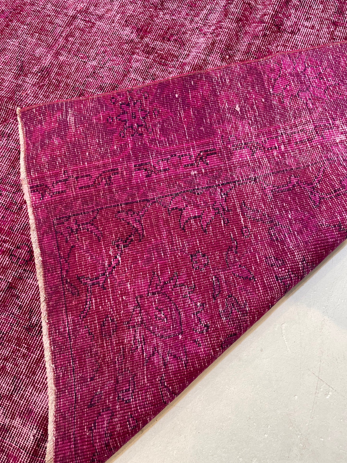 Hand-Knotted Wool Rug Turkish Oushak Distressed Over Dye 7'8" x 11'