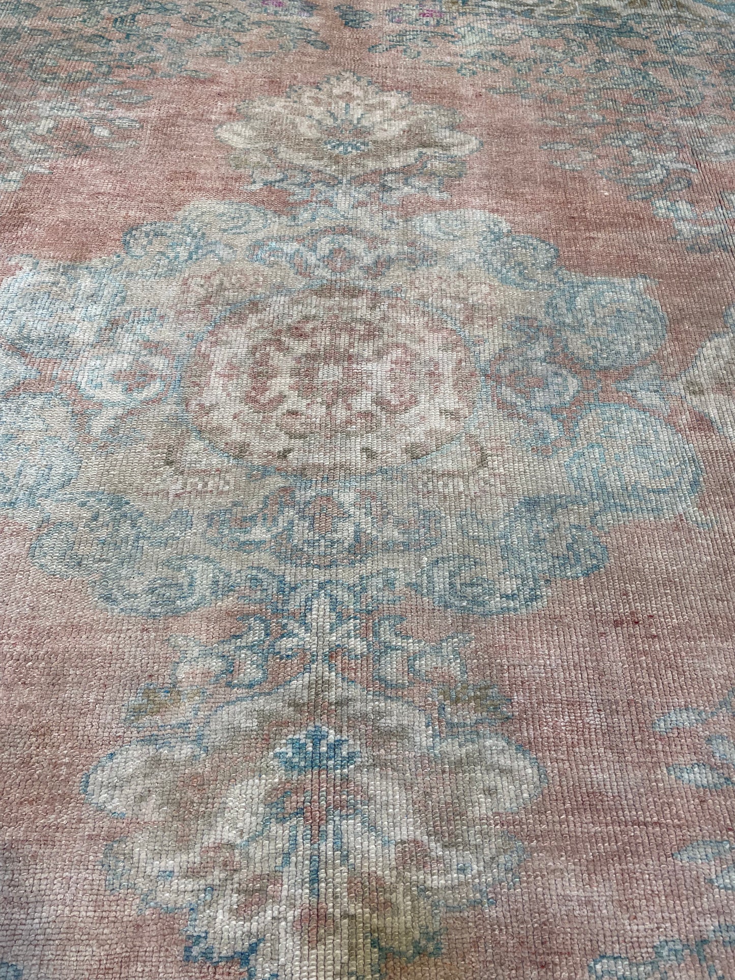 Hand-Knotted Wool Rug Turkish Oushak 7'6" x 8'11"