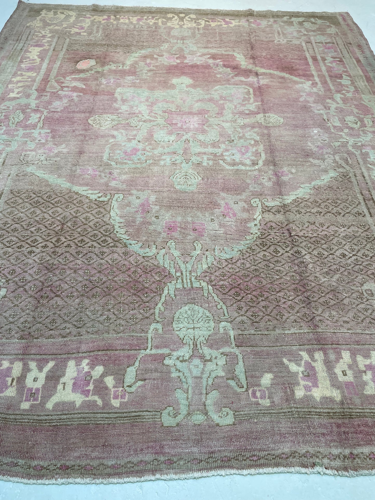 Hand-Knotted Wool Rug Turkish Oushak 8'1" x 9'10"