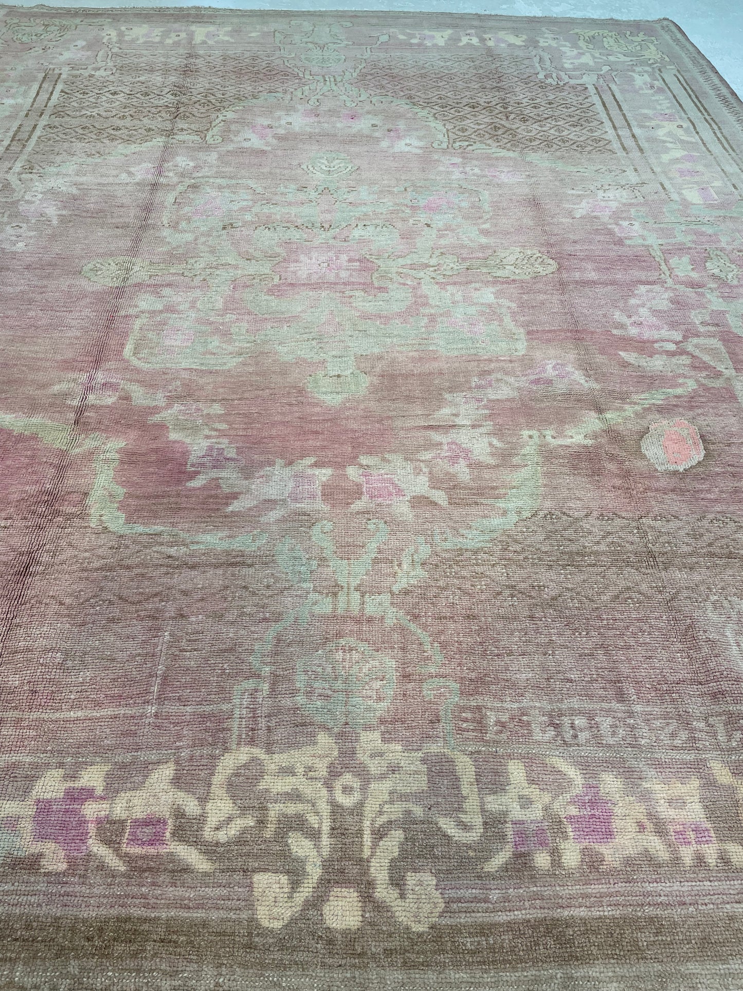 Hand-Knotted Wool Rug Turkish Oushak 8'1" x 9'10"