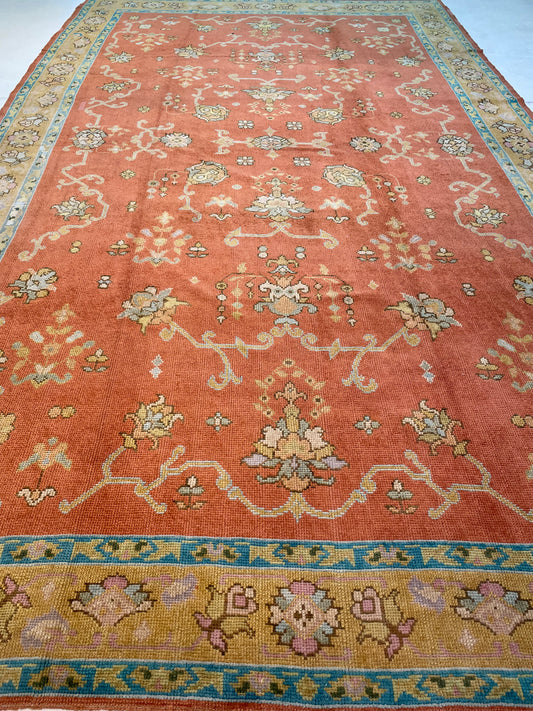 Antique Hand-Knotted Wool Rug Irish Donegal 10'7" x 17'
