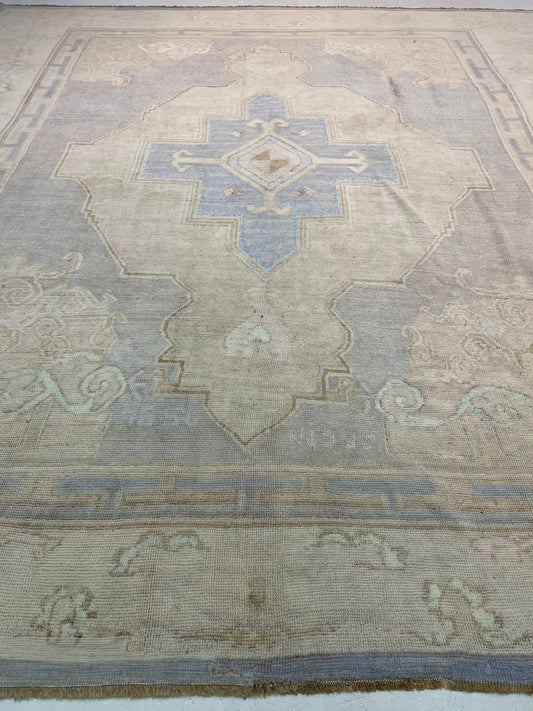 Hand-Knotted Wool Rug Turkish Oushak 11'6" x 12'3"