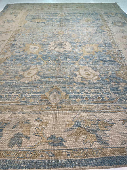 Hand-Knotted Wool Rug Turkish Oushak 12'6" x 16'7"