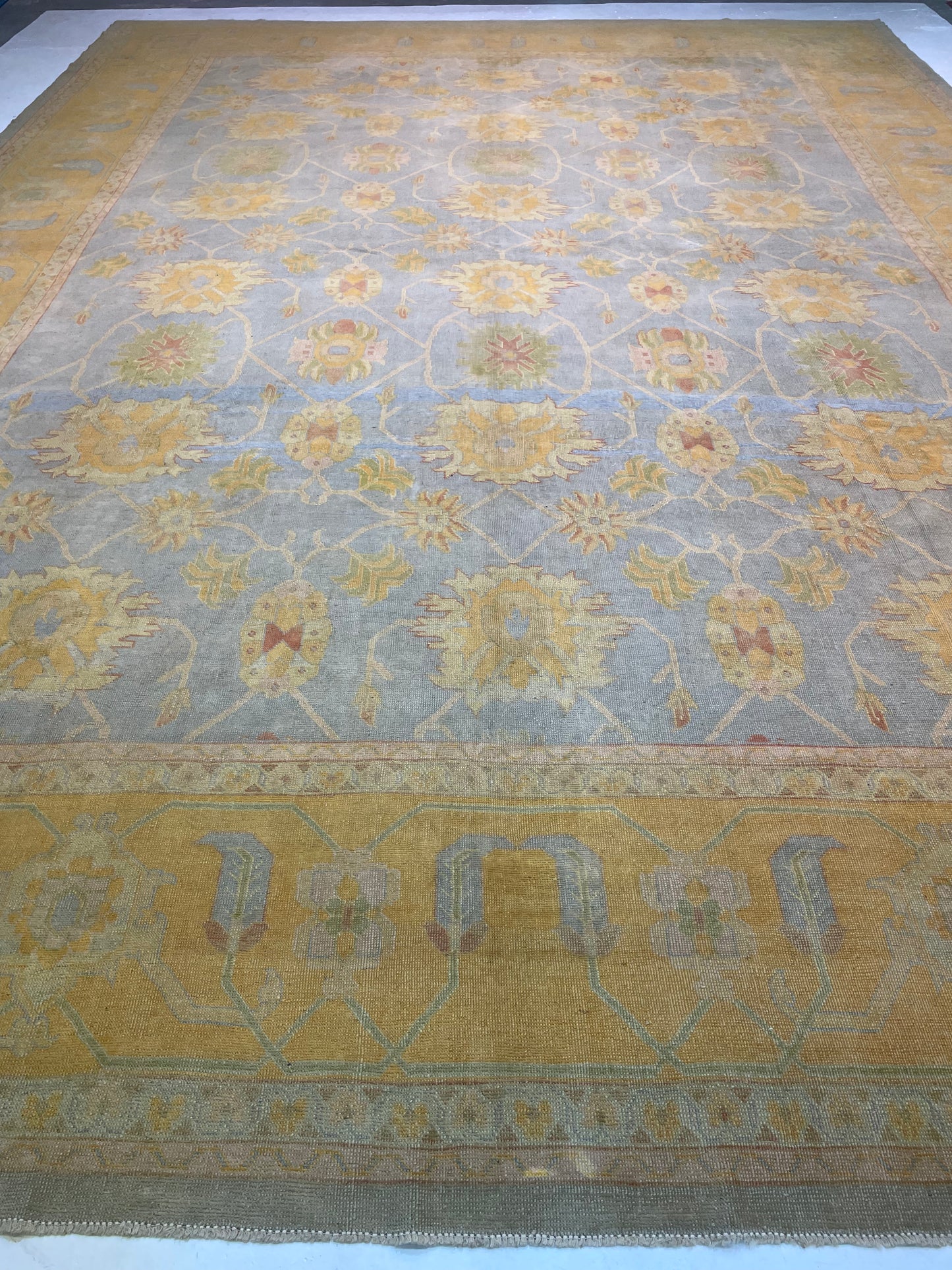 Hand-Knotted Wool Rug Turkish Oushak 14'3" x 19'6"