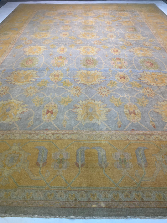 Hand-Knotted Wool Rug Turkish Oushak 14'3" x 19'6"