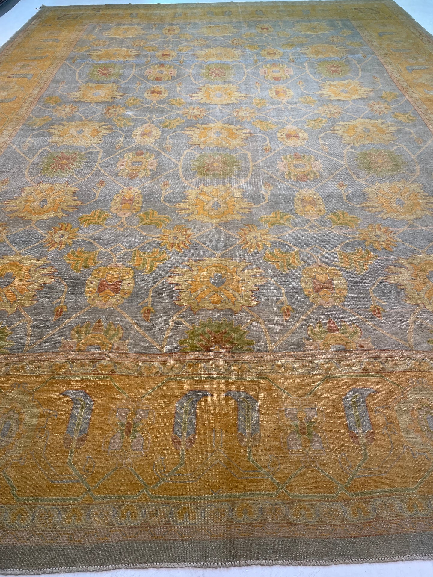 Hand-Knotted Wool Rug Turkish Oushak 14'3" x 19'6"